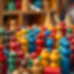 Colorful wooden pieces ready for painting