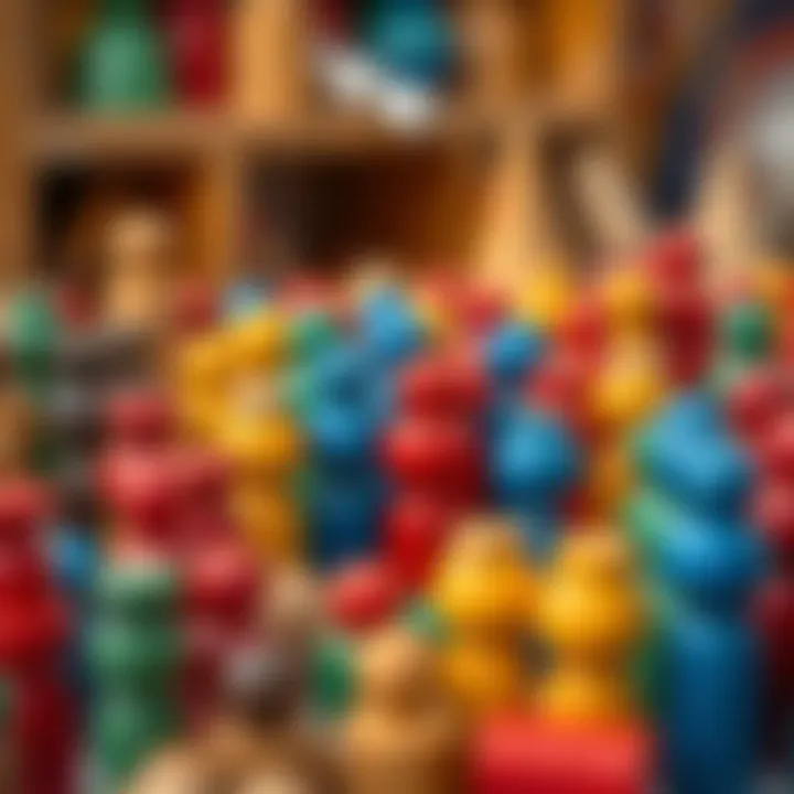 Colorful wooden pieces ready for painting