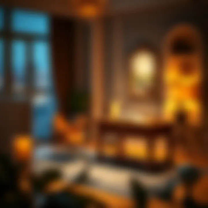 Workspace featuring an elegant illuminated writing desk