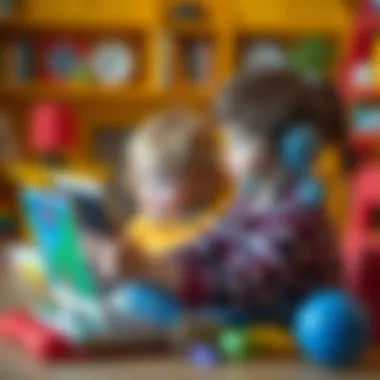 Children engaging with educational content online